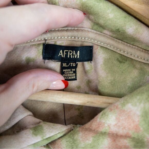 AFRM Womens Size XL Blush Olive Tie Dye Cropped Hoodie NEW Streetwear Casual - Picture 8 of 11